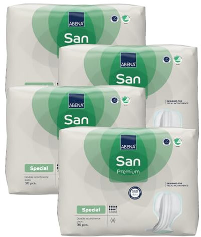 ABENA San Special Stuhlinkontinenz einlagen MONATSPAKET (30 x 4 = 120 Stück) für Damen und Herren, 2000 ml Saugfähigkeit, zuverlässige Schutz, mit hohe Auflaufssperre für Männer/Frauen