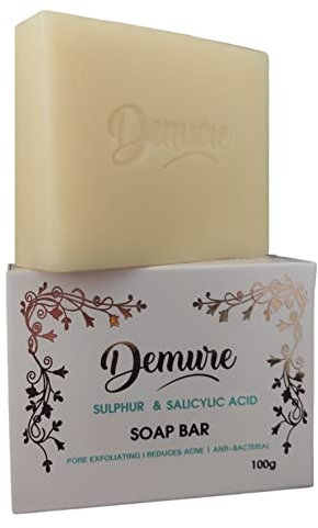 Demure Schwefel und Salicylsäure Peeling Seife, Poren-Peeling, reduziert Akne, eine Beruhigende und Feuchtigkeitsspendende, mit entzündungshemmende Wirkung