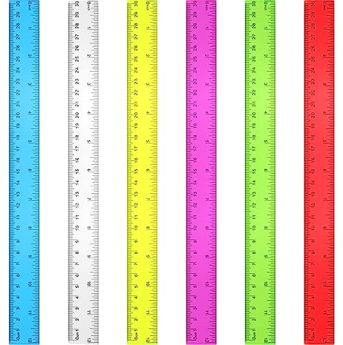 30 Pack Clear Ruler Plastic Rulers 12 Inch Transparent Assorted Color Kids Ruler Bulk for School with Centimeters Millimeter and Inches, Measuring Tools for Student School Office Home