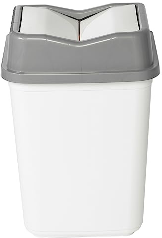URBNLIVING 10L/20L/30L/50L Plastic Waste Management Recycling Bin Trash Can Dustbin with Butterfly Lid for Office, Kitchen and Bathroom (20L Grey/White)