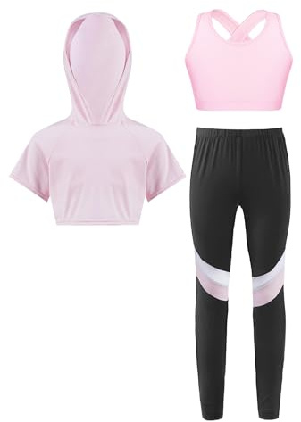 iiniim Flickor, sportkläder, set, joggingdräkt, rutig, crop top med fitnessbyxor, joggare, dans, yoga-träning