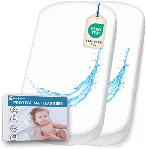 Protector de Colchón Minicuna 100% Impermeable - Oeko-Tex - Funda de colchón Absorbente y Transpirable para minicuna bebé - Impermeable sin Tratamiento químico (35 x 75 cm (2 Unidades))