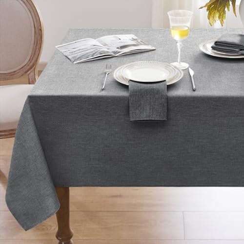 Softalker Abwischbare Tischdecke 140 x 180 cm Tischdecken Rechteckig aus 210 GSM Leinenoptik Tischtuch Abwaschbar Wasserabweisende Tischwäsche Table Cloth für Outdoor, Garten, Hochzeiten