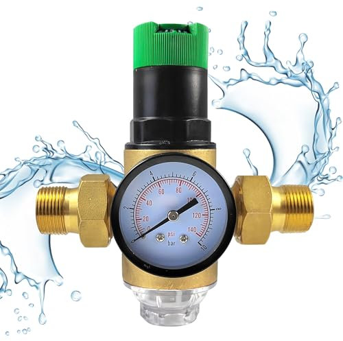 1/2 de Pulgada Regulador Presion Agua, Latón Engrosado Ajustable Regulador de Presion Agua, Reductor de Presion de Agua Con Filtro y Manómetro, Adecuado para Residencias, Edificios y Fábricas