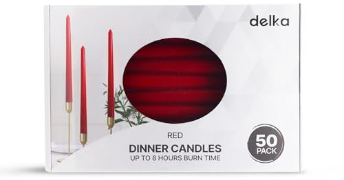 delka Dinner Candles, Tapered 8-Hour Burn Time Dinner Candles, Unscented, Non-drip & Smoke Free, Quality Wax