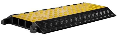 Wiltec Kanal Kabelbrücke 95 x 49 x 8 cm, Kabelkanal 30 t Tragkraft, Überfahrschutz bis 40 km/h, Kabel Trittschutz für Außenbereich mit 3 Kanälen, Schlauchbrücke aus PP und Gummi