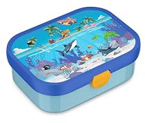 Mepal - Brotdose Kinder Campus - Bento Box Kinder - Brotdose Kinder mit Fächern & Gabel - Meal Prep Box mit Clip-Verschluss - BPA-frei & Spülmaschinenfest - 750 ml - Tropical Ocean
