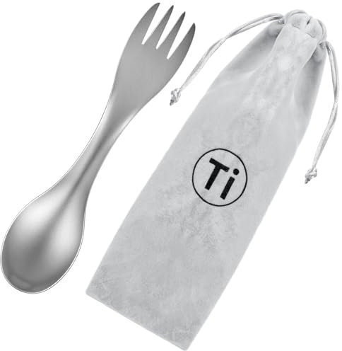 HJZHII Reisebesteck, 2-in-1-Gabel-und Löffel mit Aufbewahrungstasche Campingbesteck Camping Besteck für Unterwegs Besteck To Go Spork Reisebesteck Campingbesteck für Camping