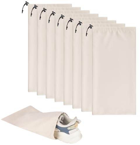LAKE OF FIRE 8 Pcs Single Shoe Bags for Travel - 18X9 Packing Shoe Travel Bags for Suitcase, Shoes (Beige)