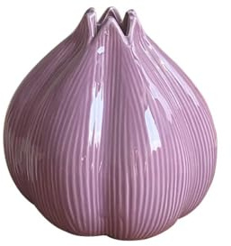 Vaso creativo in ceramica a forma di cipolla, composizione floreale a forma di testa di aglio, supporto per fiori idroponico minimalista, ornamento da scrivania, vaso per fiori (viola)