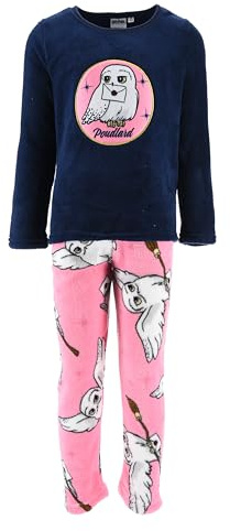 Harry Potter Pigiama per Ragazze, Set con Maglietta e Pantaloni Lunghi Hedwig Pigiama da 2 Pezzi, Taglie 6 a 12 Anni (IT, età, 10 Anni, Regular, Rosa)