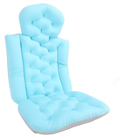 Helkroppsbadkudde Ergonomisk design Mjuk Stödjande Memory Foam Snabbtorkande Anti-Slip med sugkoppar för vuxna Badkar Avslappning Blå 90cm