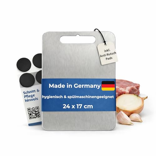 Edelstahl Schneidebrett - Hygienisch, Spülmaschinengeeignet & Rutschfest