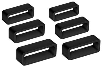 JZK 6 piezas correas reloj silicona negras, presillas para correa de reloj 18 mm, 20 mm y 22 mm, anillo sujeción repuesto para pulsera, accesorios para reloj inteligente