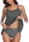 FLYILY Damen Streifen Tankini Sets Bikini Mesh Bademode Badeanzug Bademode(Grey,3XL)