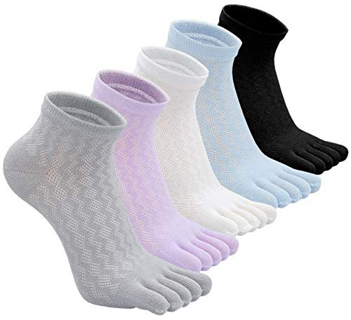 PUTUO Zehensocken Damen Fünf Finger Socken: Damen Baumwolle Socken mit Zehen für Sport Laufende Freizeit 5 Paare