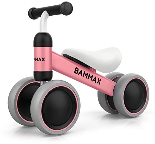 Bammax Vélo Bébé Draisienne pour Bébé de 1 an-18 Mois, Vélo Enfant sans Pédales Jouet Educatif Baby Walker, Premier Anniversaire Cadeau pour Garçons Filles, Rose