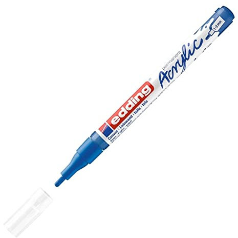 edding 5300 Acrylmarker fein - blau - 1 Acrylstift wasserfest - feine Rundspitze 1-2 mm - Acryl Farben zum Malen auf Leinwand, Malpapier und Holz - Acrylstifte für Steine
