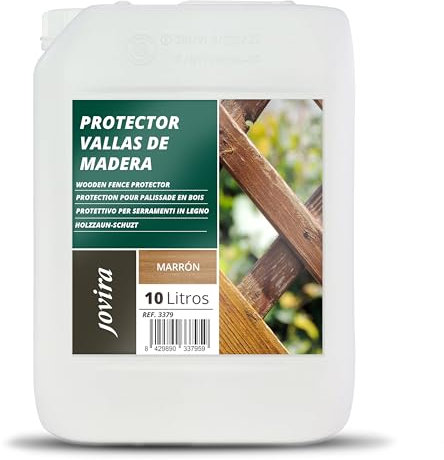 JOVIRA PINTURAS Protector para Vallas de Madera. Emulsión de aceites para proteger la madera. (10 Litros, Marrón) B-36