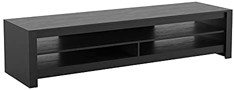 AVF Rectangular Wood TV Stand - Calibre 1.8m Floor Stand Unit - For Screens Up to 85 - 55kg Max Weight - Black Oak Effect Finish - AV Equipment Storage Shelf - Large Unit - CA180RBO