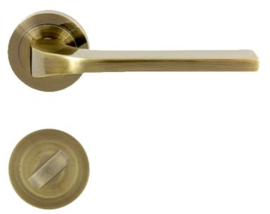 domino Tipo-R M3 Poignée de porte pour WC et salle de bain - Rosace ronde - Poignée de porte pour porte de bureau, porte de cave et porte intérieure - En aluminium bronze