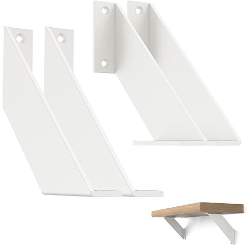 ChasBete Regalhalterung Weiß 20cm, Starke Regalträger Metall, Regalhalter Schwerlast für Wand Regalwinkel 4 Stück