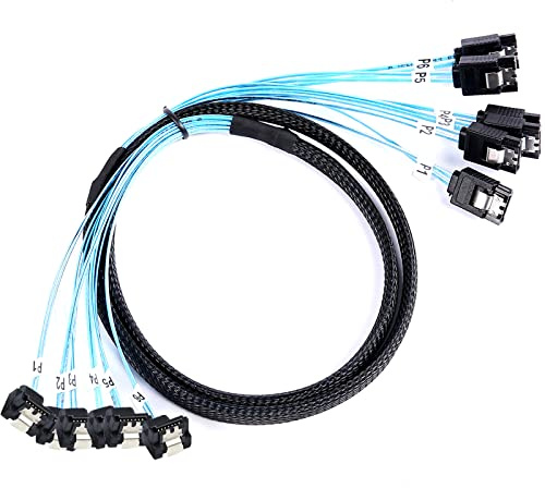 ADCAUDX SATA-III Cable:1M 6Pcs/Set 90-Degree SATA Right-Angle Cable Long