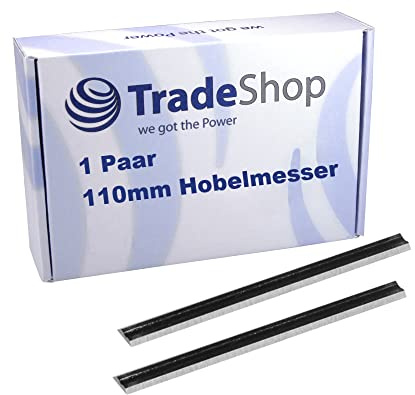 Trade-Shop 2 cuchillas de repuesto reversibles HSS 110 mm compatible con DeWalt Metabo Perles Nutool Holz-Her Haffner Felisatti Draper - Cepillo eléctrico