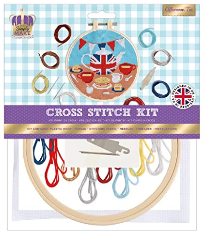 docrafts DIY Simply Make Your Own Cross Stitch Hoop Embroidery Kit Coronation Afternoon Tea Ideal For Adults And Older Children Kids, Whether Beginners Or Experienced Crafters, Perfect Hobby Craft Set