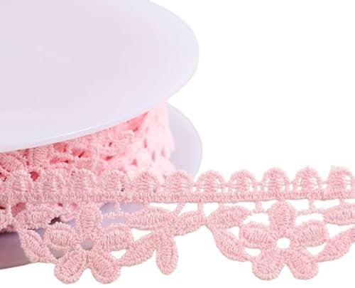 MYMERCERIE Bobine 13,5m Guipure Fleurs 30mm Rose Fuchsia