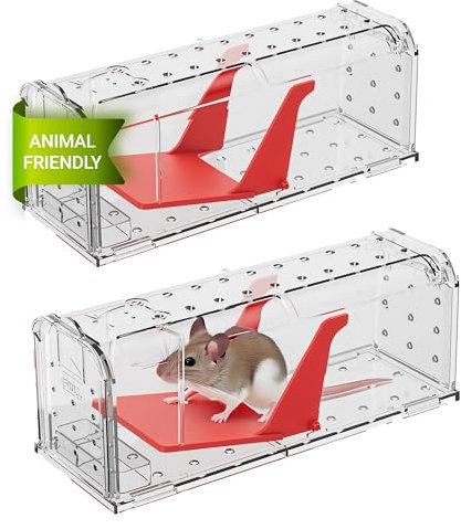 Roshield 2 x Humane MAUSEfallen für den Innen- und Außenbereich, Schädlingsfalle für Lebendfang. Haustier- und kinderfreundlich. Wiederverwendbare Nager- und Mausefalle.