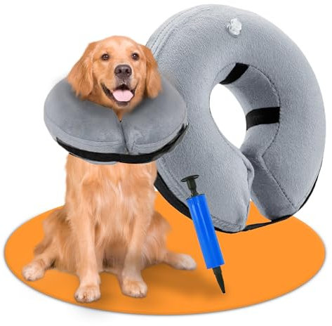 Swavitie Aufblasbare Halskrause für Hunde Einstellbar Bequem Hundekragen Leckschutz Aufblasbar Hund Schutzkragen Hund Schützender Schutzkragen Hund für Hunde Genesung nach Operationen oder Wunden