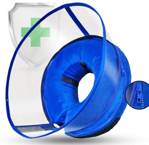 Aschpas® 2-IN-1 Aufblasbare Halskrause Hund mit Trichter, Halskrause Katze, Katzenkragen Hundekragen Leckschutz Hund, Hundebody nach OP, Abnehmbar Kragen Katze