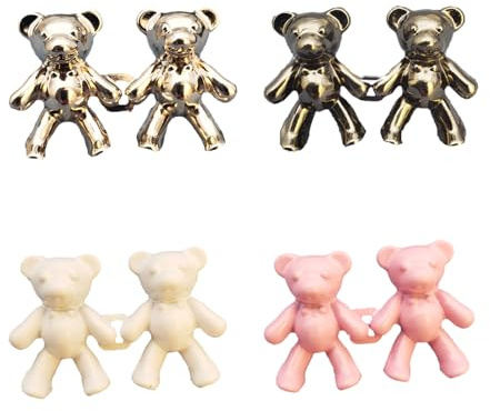 Spldsun 4 Pares de Lindos Botones de Cintura sin Costuras de oso, Pin de Botón de Jeans Lindo Oso, Botones Vaqueros sin Costuras, Añade un Toque de Ternura a tu Outfit