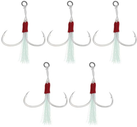 SG Store 5 Stücke Rot Doppel Jigging Assist Haken Salzwasser Dancing Stinger Jigging Haken Für Alle Arten Von Jigging Vertikale Jigging Köder Salzwasser Jigging