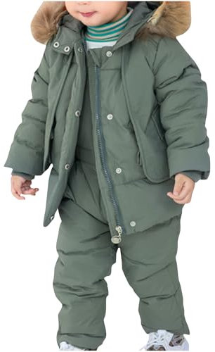 Battnot Schneeoverall Kinder Unisex 2 Teilig Skianzug Verdickung Schneeanzug Mädchen Jungen Wasserdicht Winterjacke + Skihose Winddicht Outdoorjacke Winter Warm Jackenanzug