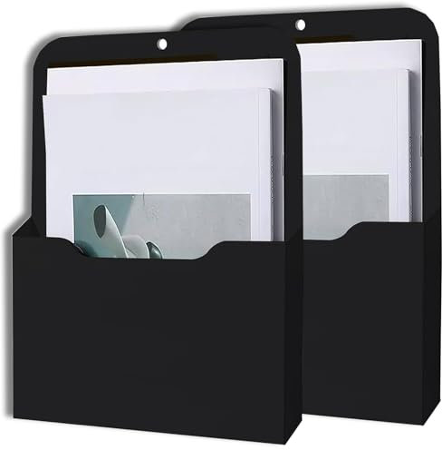 2 Stück Magnetischer Aktenhalter, Magnetischer Stifthalter, A4 Dokumentenhalter Bürobedarf Aufbewahrung, mit Starkem Magneten, für Whiteboards, Kühlschrank, Zuhause, Schwarz