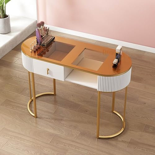 Maniküretisch – Professioneller Nageltechnik-Arbeitsplatz aus Holz mit Schubladen und 3-lagiger Aufbewahrung für Salon oder Zuhause, ideales Nagel-Spa-Equipment