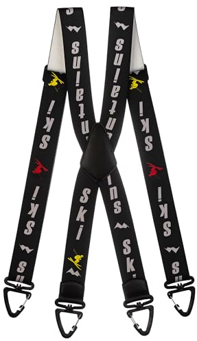 Olata Bretelles en X Ajustables Salopette de Ski avec Mousquetons en Plastique (Noir/Gris) - 2,5 cm Enfant (5-12 ans), X Modèle