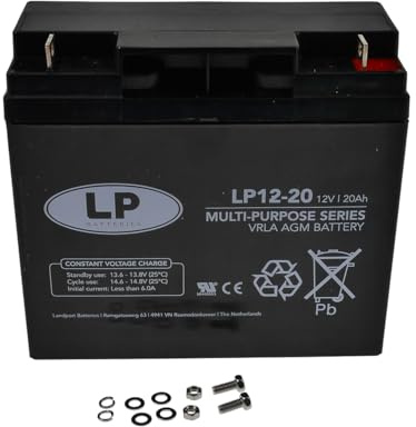 LP Batteries LP12-20 VRLA, Standby Battery 12Volt, 20Ah / 20hr with AGM technology- Suitable for Cordless Tools, Portable Generators Applications, Reliable & Maintenance Free - NSA LP12-20 T3