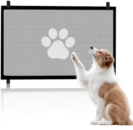 THQAE 1 Pcs Puerta de seguridad para perros y gatos, 110 x 78 cm, valla exterior, portátil, plegable, universal, extensible, para bebés, puerta divisoria, puerta interior y exterior