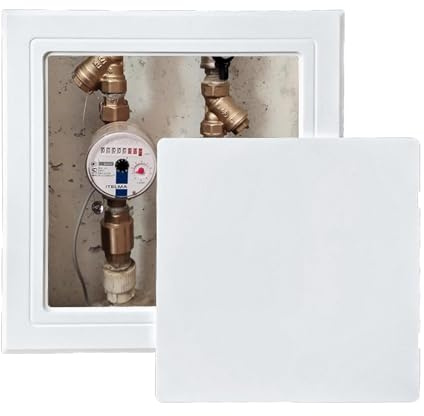 Puerta Contador Agua Panel de Acceso Autoadhesivo, Tapa de Orificio de Pared Extraíble Tubería Eléctrica, Puerta Inspección Techo ABS Oculta, Montaje Superficie(White,250x250mm(9.8x9.8in))