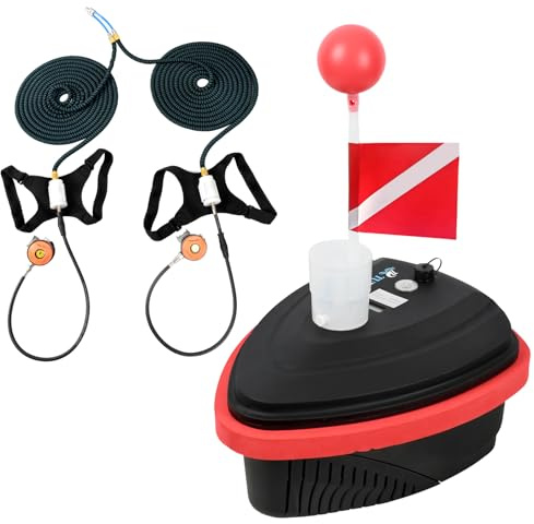 TUDIVING Ventilador de Buceo Mejorado, Tanque de Buceo Recargable portátil Impermeable 3.5H/5H con regulador de respiración, Equipo de Buceo (7h Black Red)