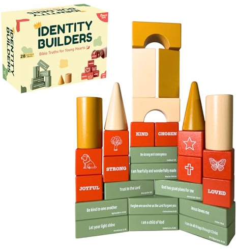 Bible Building Blocks for Kids – Christian Wooden Toy with Bible Verses & Positive Identity Words, Faith-Based Learning Set with Storybook & Storage Bag (Ages 3+) – Christian Gifts - KultureGames
