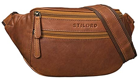 STILORD Marian Gürteltasche Leder Vintage für Herren Damen Bauchtasche Hüfttasche für Handy Kosmetik Kamera Reisen Party Konzerte Festival Echtleder Farbe:Cognac - braun