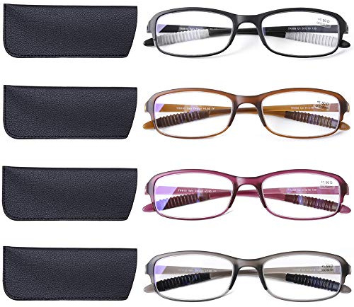 DOOViC 4 Pack Computer Reading Glasses Blue Light Blocking TR90 Sturdy Ultra Lightweight Readers for Women Men 2.75 Strength