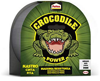 Pattex Crocodile Power Tape, Potente Nastro Telato 2 Volte Più Spesso, Nastro Extra Forte Grigio per Riparazioni, Nastro Adesivo per Molti Materiali, 30 m x 50 mm