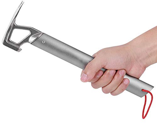 Gancon Outdoor Camping Hammer with Stake Nail Puller, Remover and Beer Bottle Opener, Practical Stainless Steel Outdoor Gadget