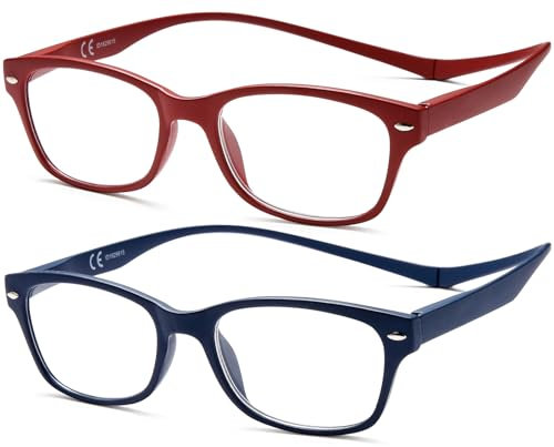 NEW VISION Lunettes 2 pack, Lunettes Loupe, Lunettes De Lecture Magnétique, Style Rétro Lunette De Lecture Homme Femme, NV3282 (BR, 1.5)