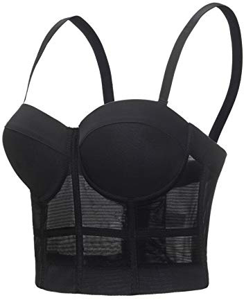 VEENDEO Women's Mesh Breath Push up Bustier Corset Crop Top Club Party Vest